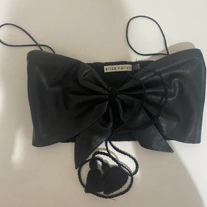 Alice and Olivia Faux Leather Tube Top (Bow design) - S